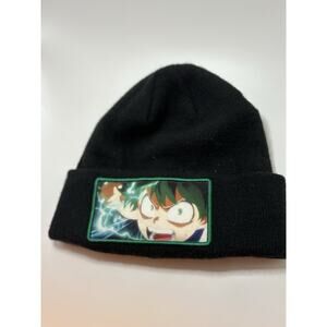 My Hero Academia Beanie Hat Izuku Midoriya Deku Black Knit Anime Winter Cap
